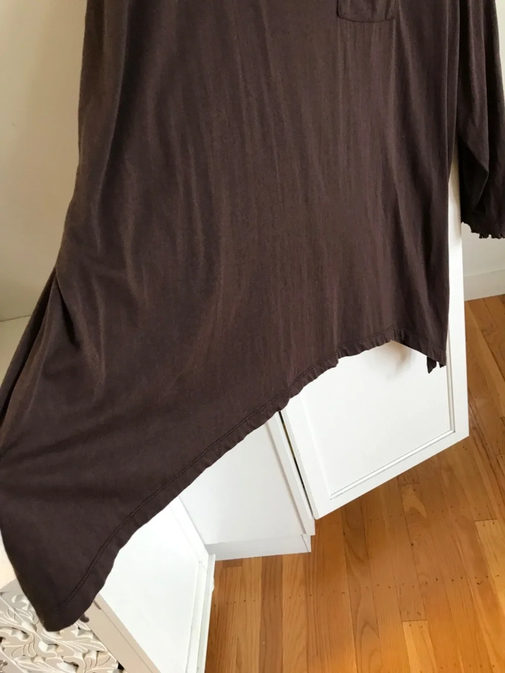 WOMAN WITHIN Long Sleeve Ruffle Trim Tunic Brown Women’s Plus Size 3X